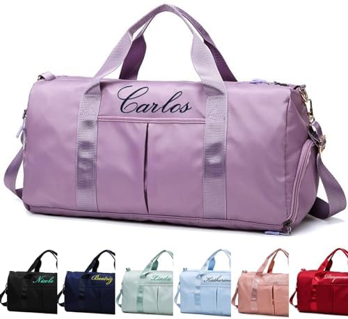 Personalizuotas sportinis maišas su vardu violetinis